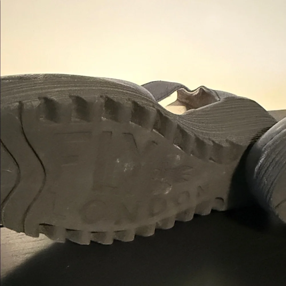 Fly London Navy Leather Ankle-Strap Wedge Sandals size 38 7-7.5US - Picture 6 of 11